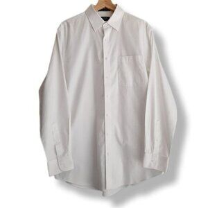 NORDSTROM Traditional Fit Wrinkle Free White Dress Shirt Men's Sz 15 1/2 Flawed